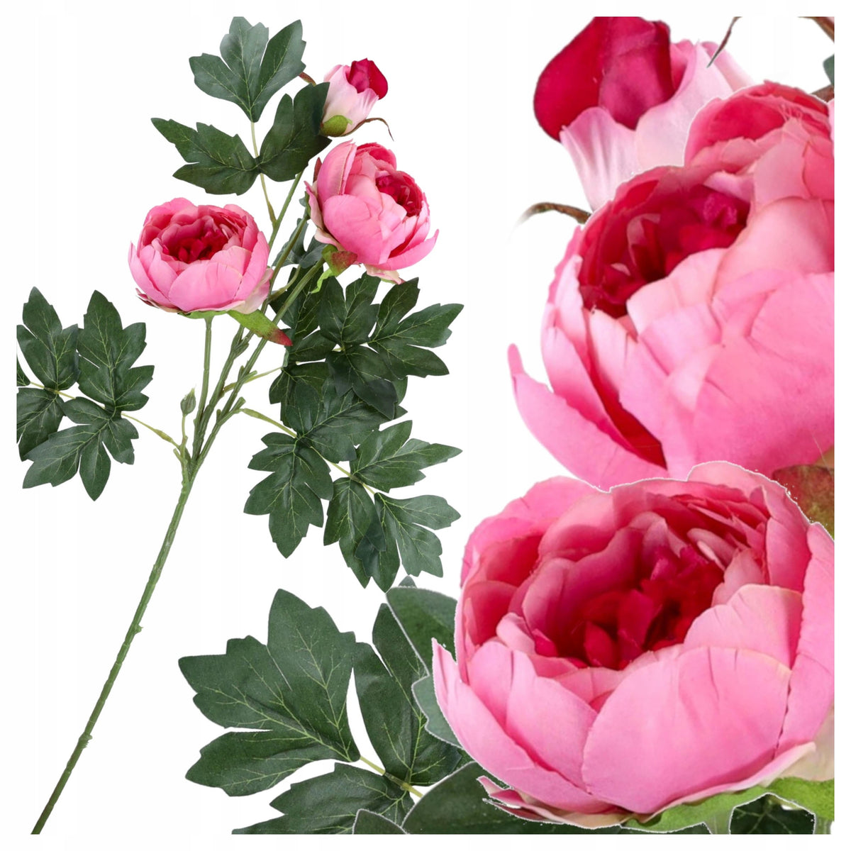SZTUCZNE KWIATY peonie piwonia GAŁĄZKA DEKORACYJNA 70cm LIŚCIE kwiat PEONIA