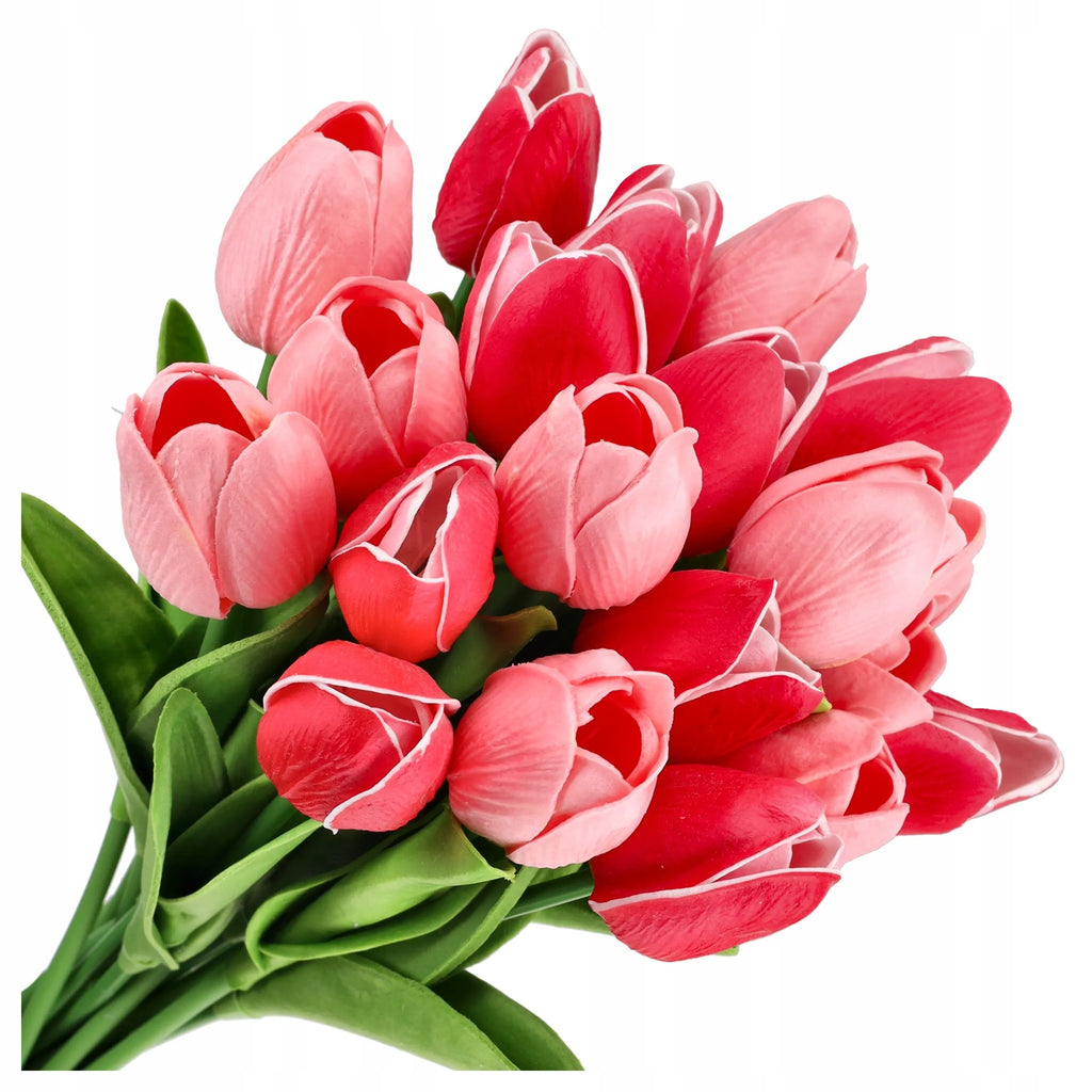 TULIPANY SILIKONOWE KWIATY SZTUCZNE tulipan 20szt do wazonu bukiet kwiatów