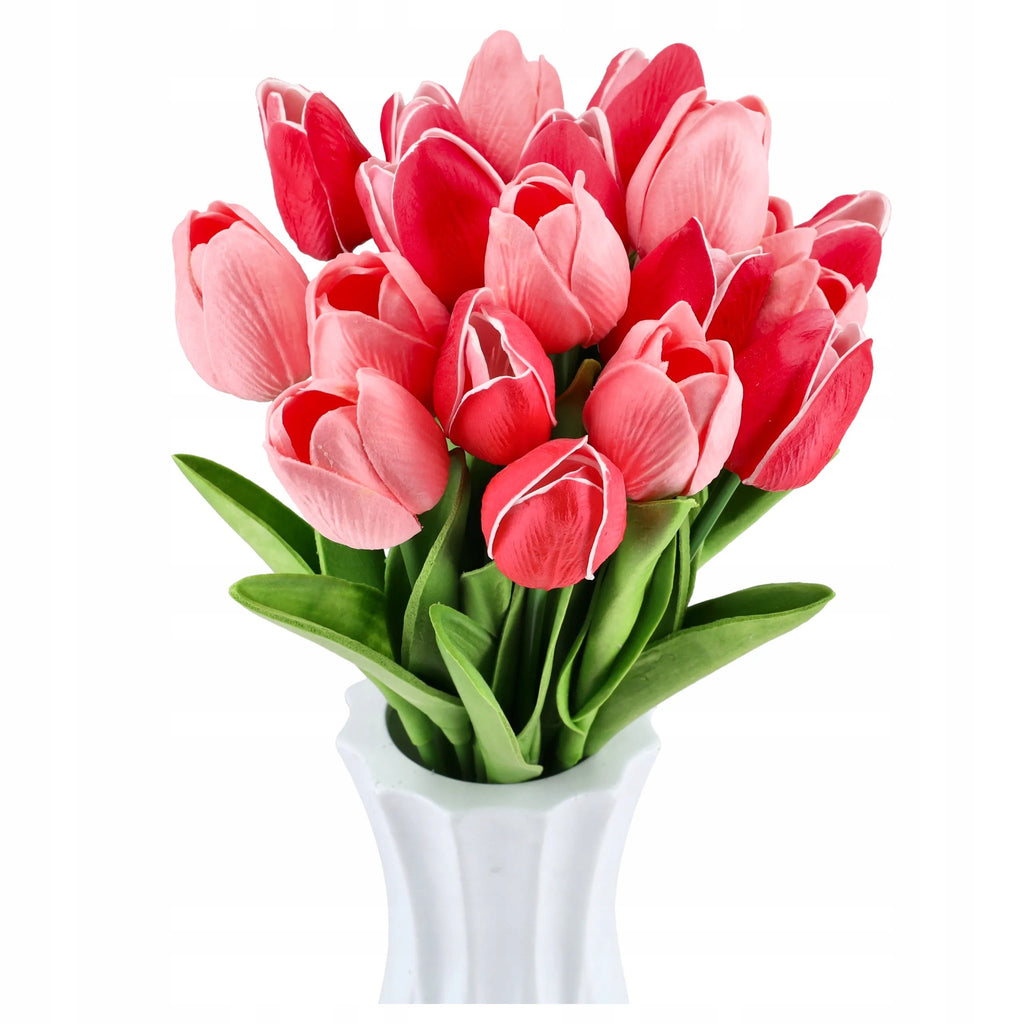 TULIPANY SILIKONOWE KWIATY SZTUCZNE tulipan 20szt do wazonu bukiet kwiatów